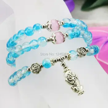 Многоцветный Модный синий 3 ряда Стеклянных бусин, хрустальный браслет, цепочка для рук, 6 мм, дизайн ювелирных изделий для женщин, подарки для девочек