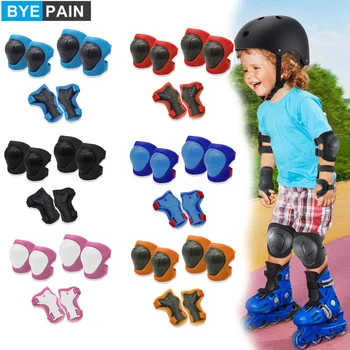 BYEPAIN, 6 шт./компл., детские наколенники, налокотники, защита запястья, комплект защитного снаряжения для детей 3-7 лет, Скейтборд, велосипед, езда на велосипеде